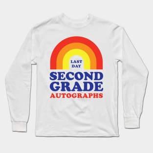 Last Day of School Autograph Second Grade Signing Rainbow Long Sleeve T-Shirt